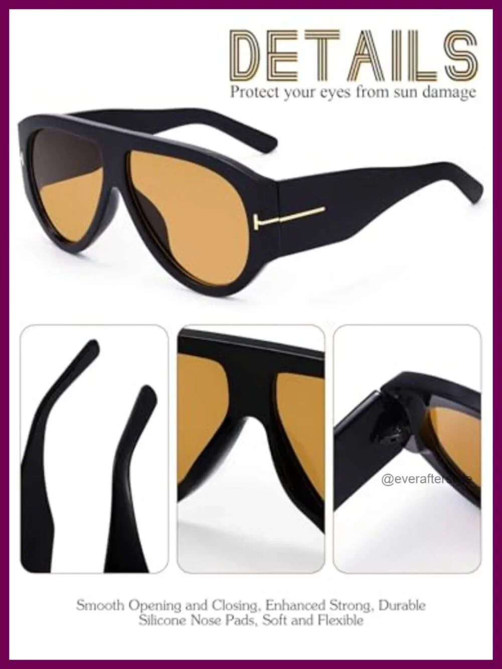 Retro Aviator Sunglasses Oversized Square Frame UV Protection